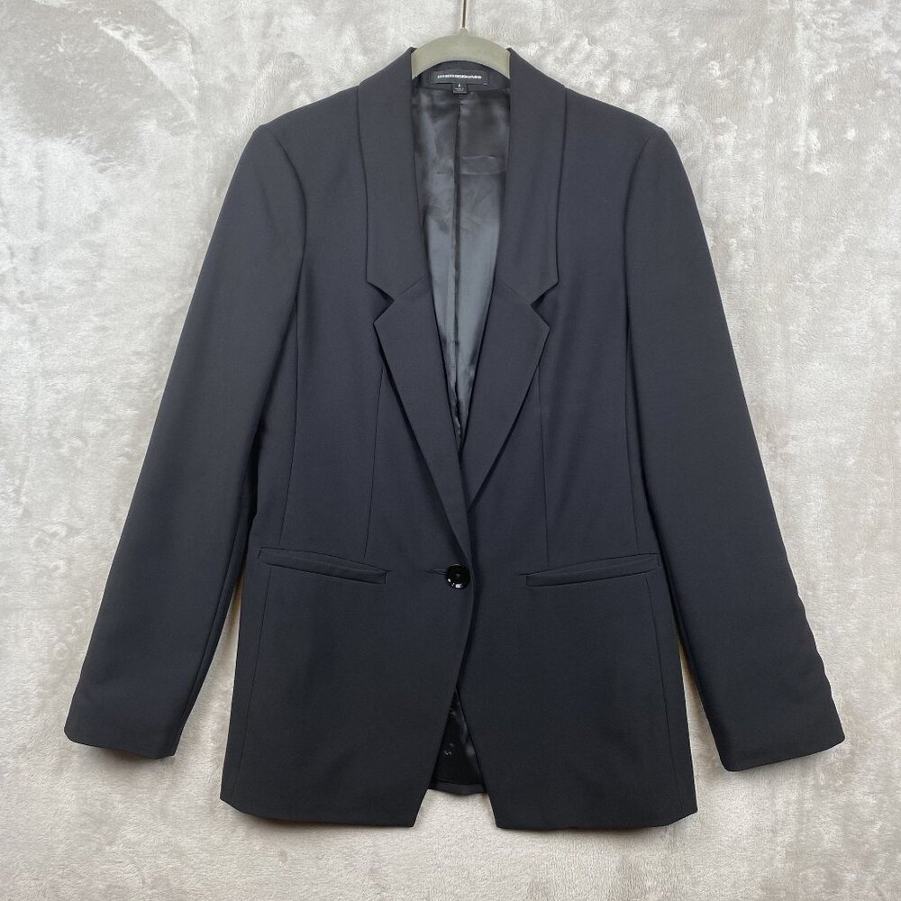 Express Design Studio Black Blazer Size 2 Womens Single-Button Closure Tailored